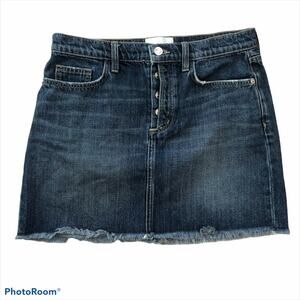 Current/Elliott Y2K dark wash denim mini skirt raw hem 28